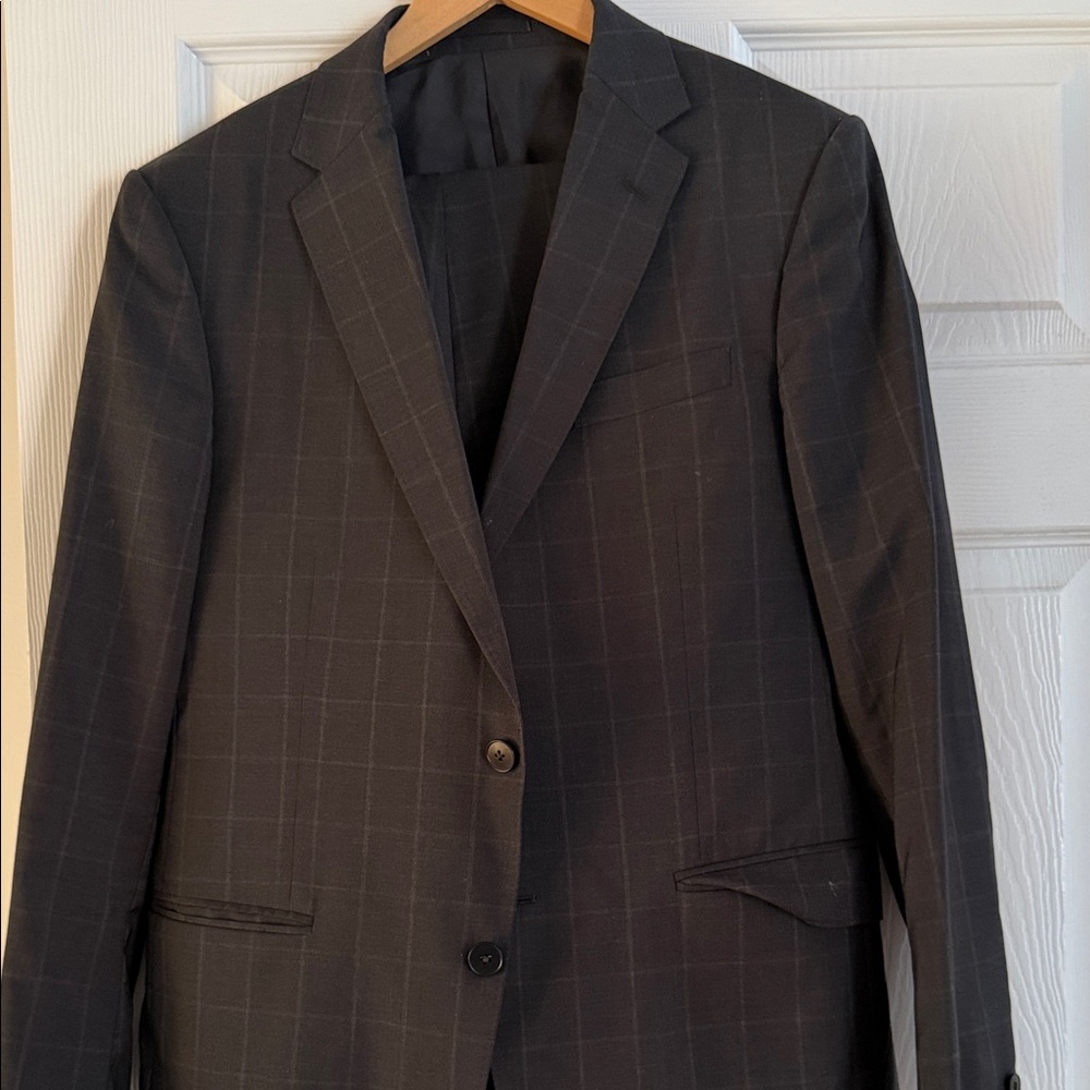 ermenegildo Zegna Dark Gray Plaid Men's Suit